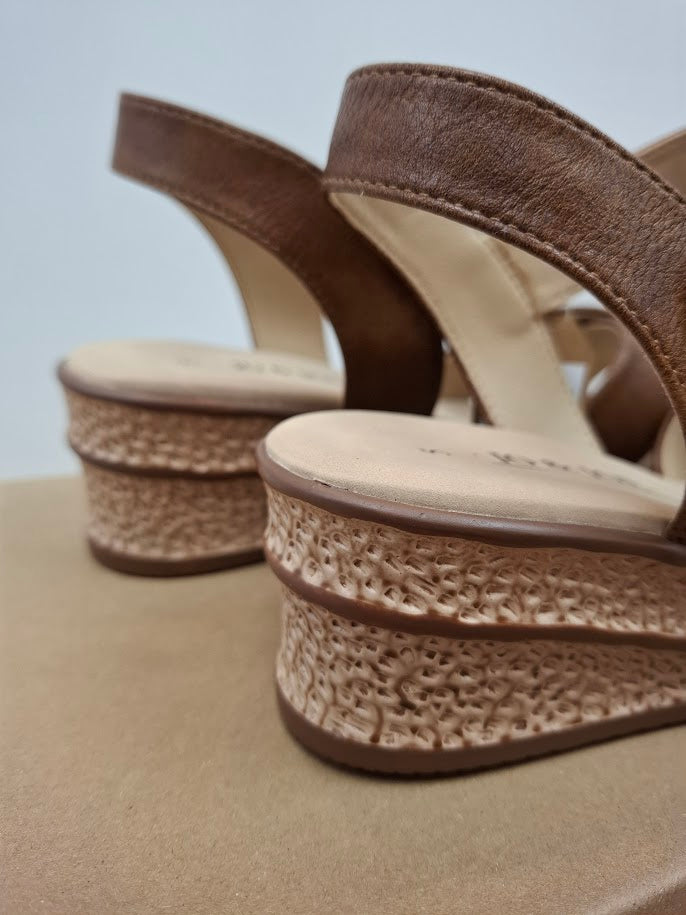 Devotion Brown Strappy Wedge Sandal