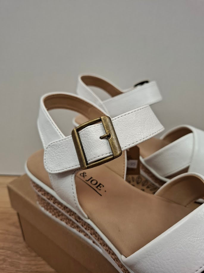 Devotion White Strappy Wedge Sandal