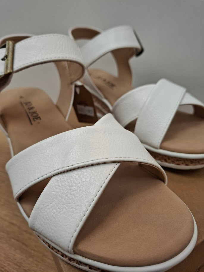 Devotion White Strappy Wedge Sandal