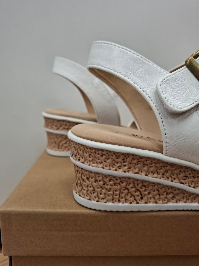 Devotion White Strappy Wedge Sandal