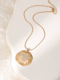 Gold Plated Crystal Disc Pendant Necklace