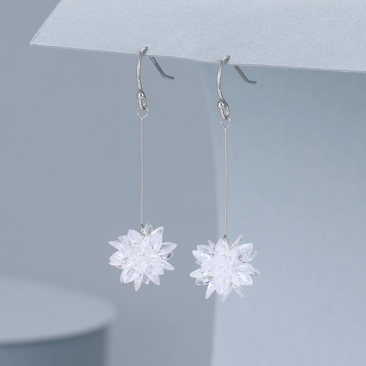 Silver Plated Crystal Snowflake Drop Earrings