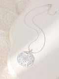 Silver Plated Crystal Disc Pendant Necklace
