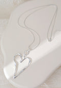 Silver Plated Abstract Heart Pendant Long Chain Necklace
