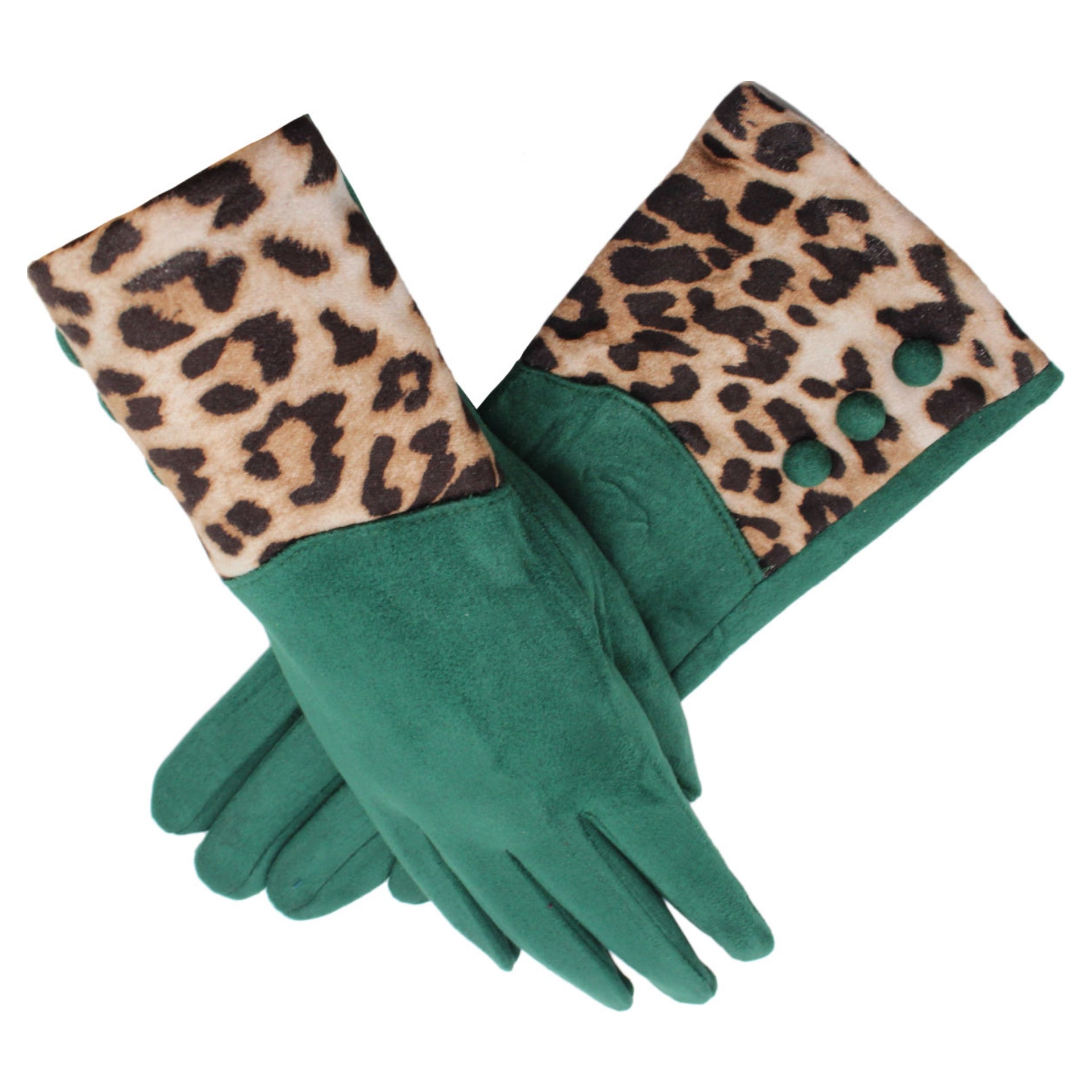 Leopard Print Gloves With Buttons