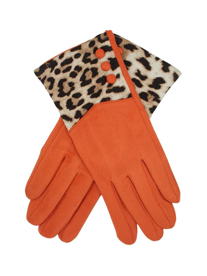 Leopard Print Gloves With Buttons