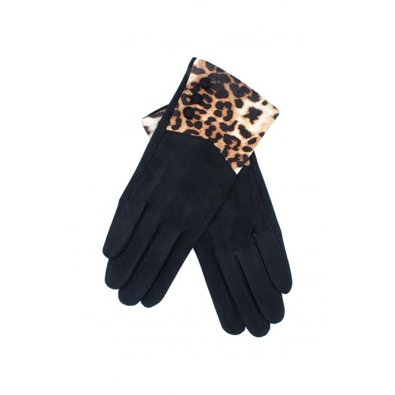Leopard Print Gloves With Buttons