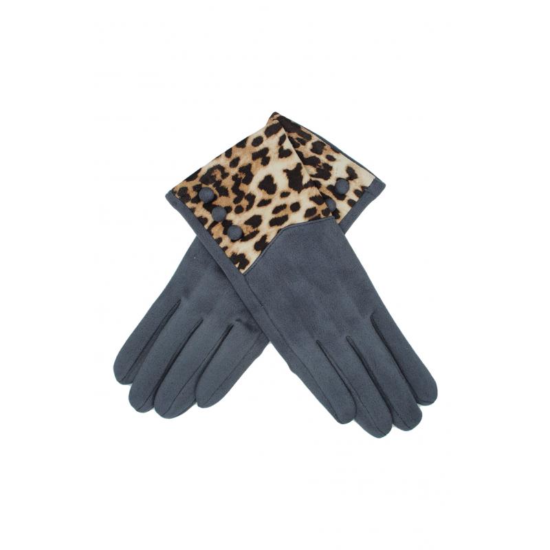 Leopard Print Gloves With Buttons