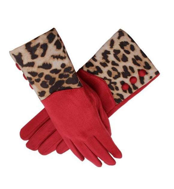 Leopard Print Gloves With Buttons