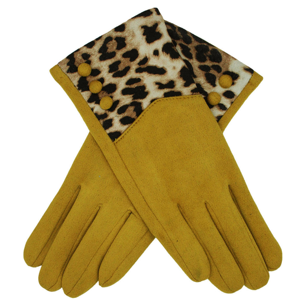 Leopard Print Gloves With Buttons