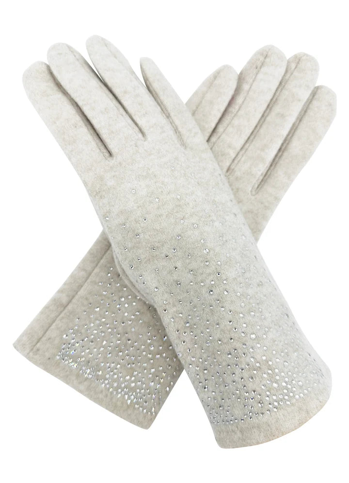 Sparkly Crystal Touchscreen Gloves – Plain Colour