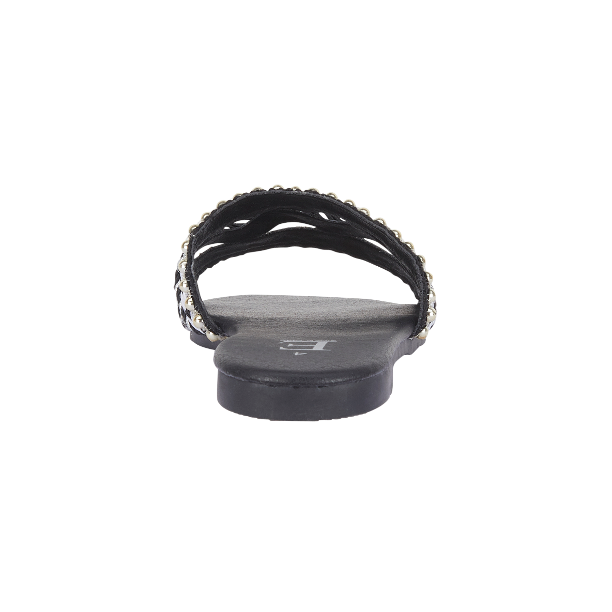 Gypsy Black and White Beaded Boho Slide Sandal