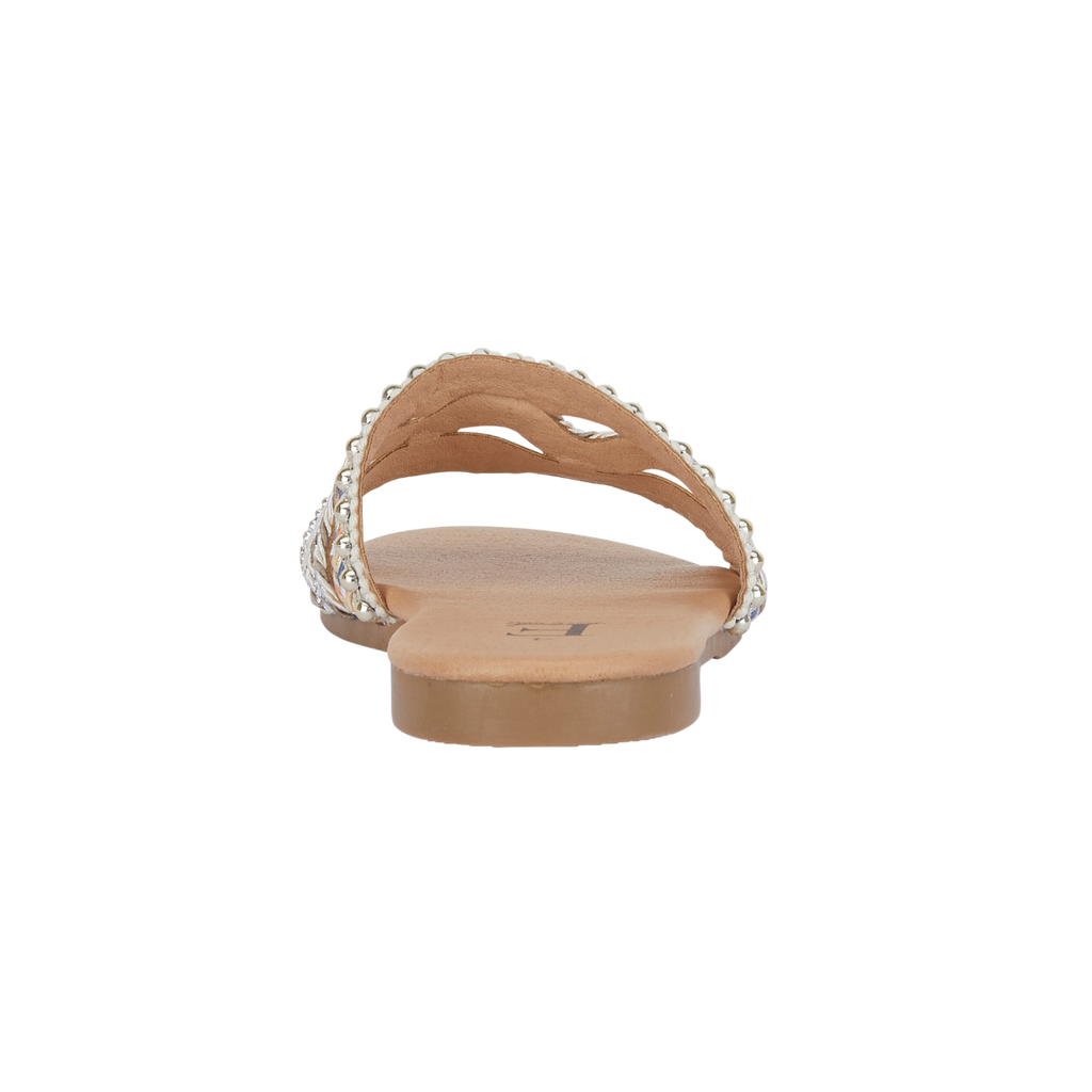 Gypsy Beige Beaded Boho Slide Sandal