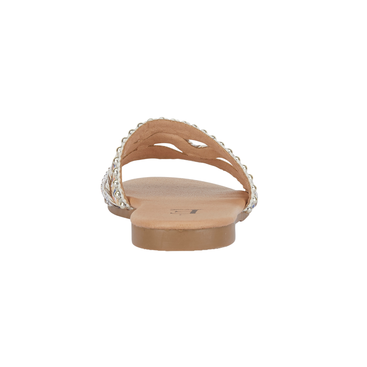 Gypsy Beige Beaded Boho Slide Sandal