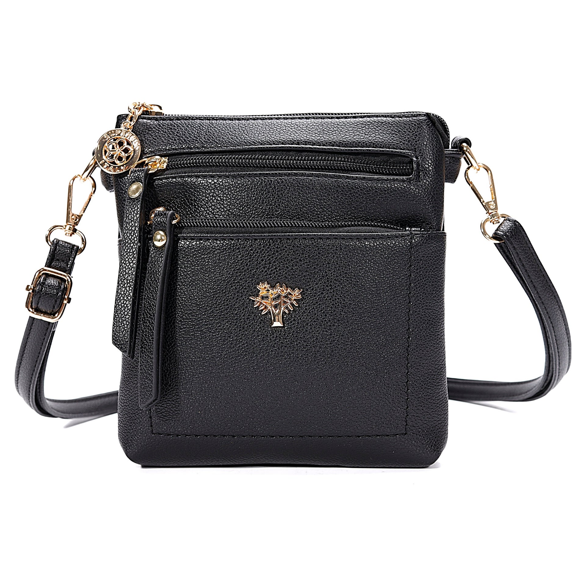 Black Tree of Life Small PU Crossbody Handbag
