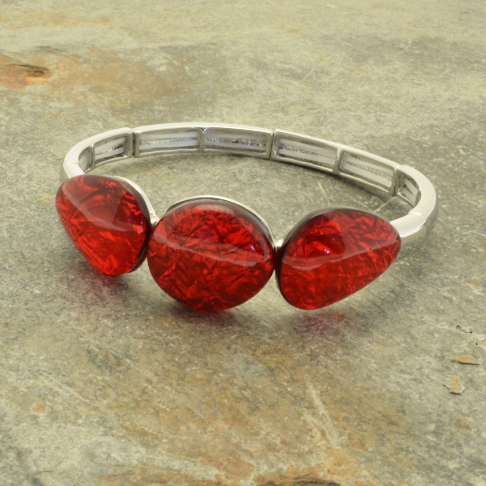 Scarlet Red Foil Resin Elasticated Bracelet