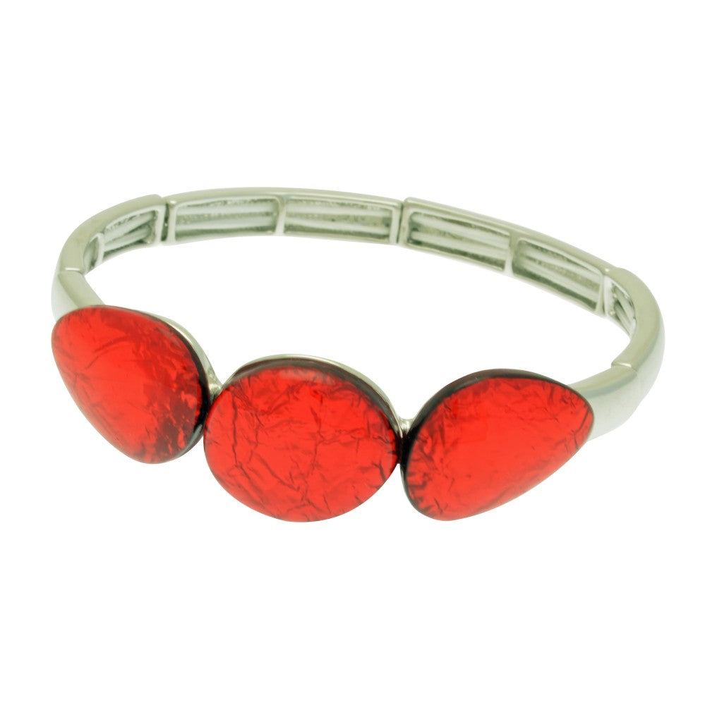 Scarlet Red Foil Resin Elasticated Bracelet
