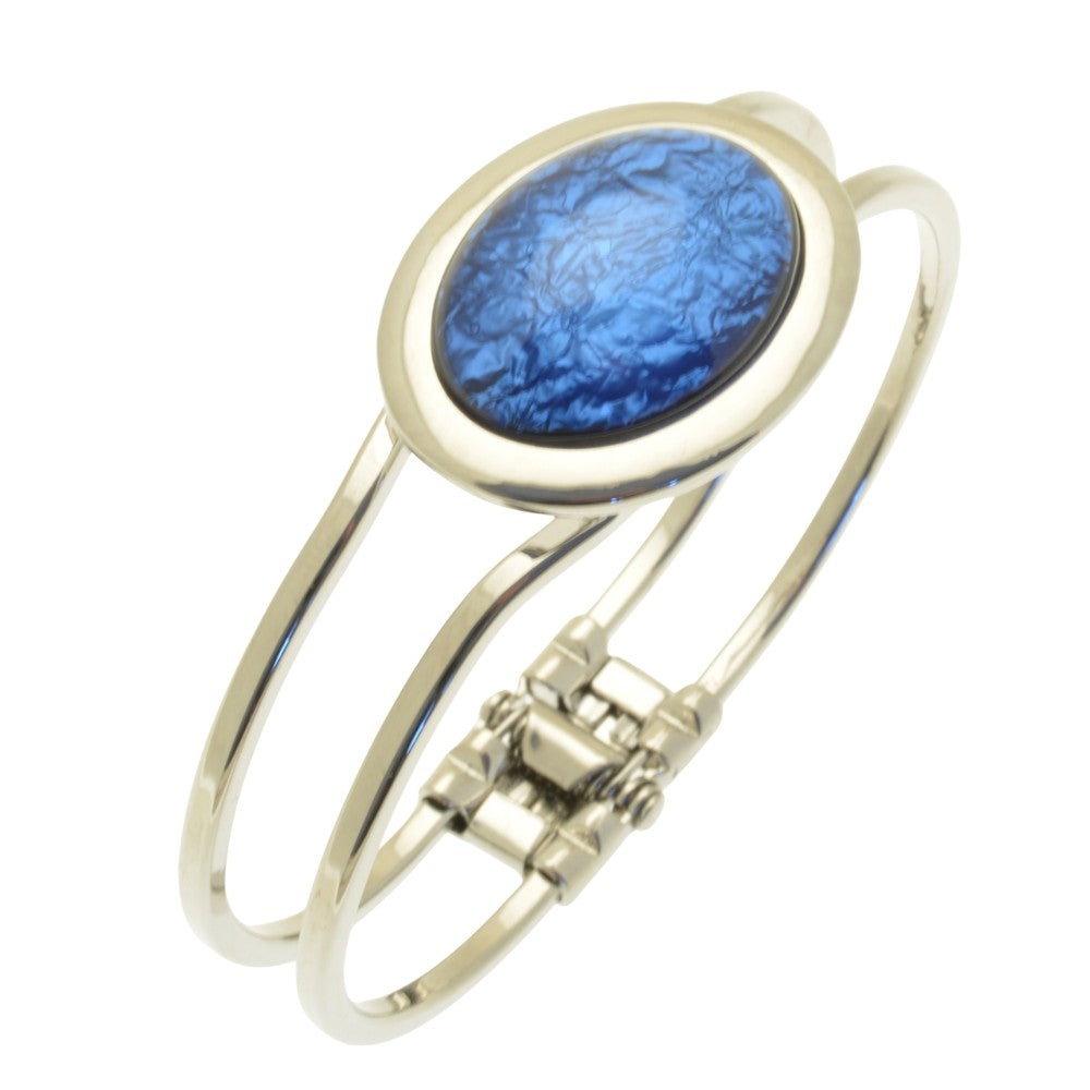 Blue Foil Resin Hinged Bangle