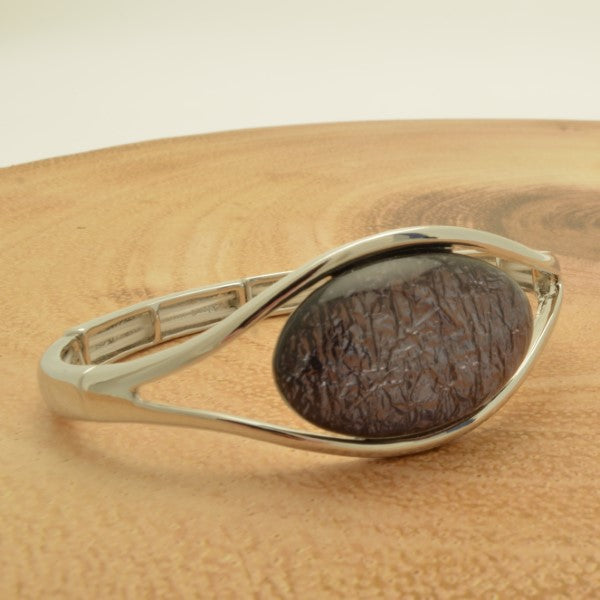 Grey Statement Elasticated Resin Bangle