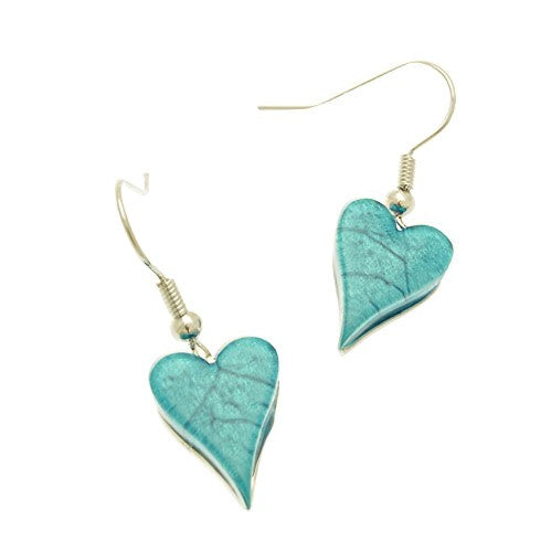 Blue Heart Resin Drop Earrings
