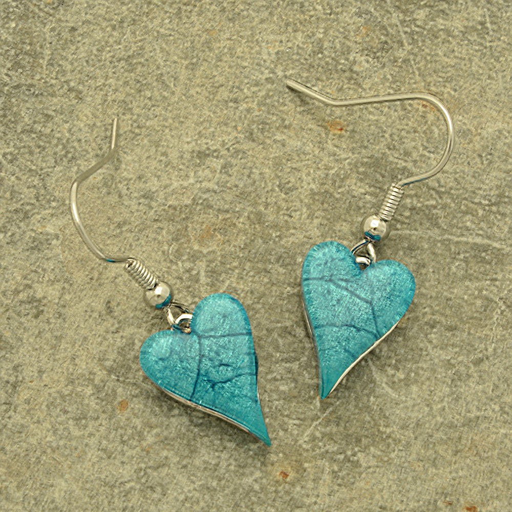Blue Heart Resin Drop Earrings