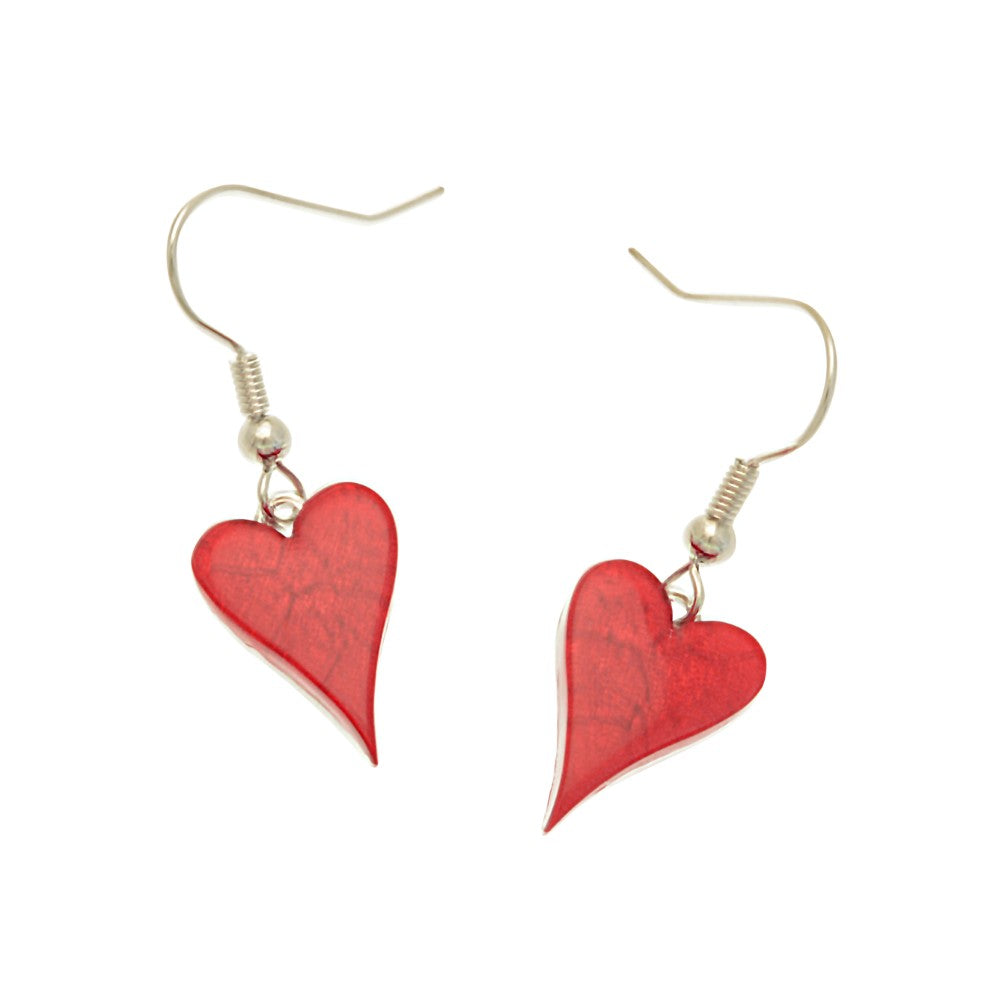 Red Heart Resin Drop Earrings