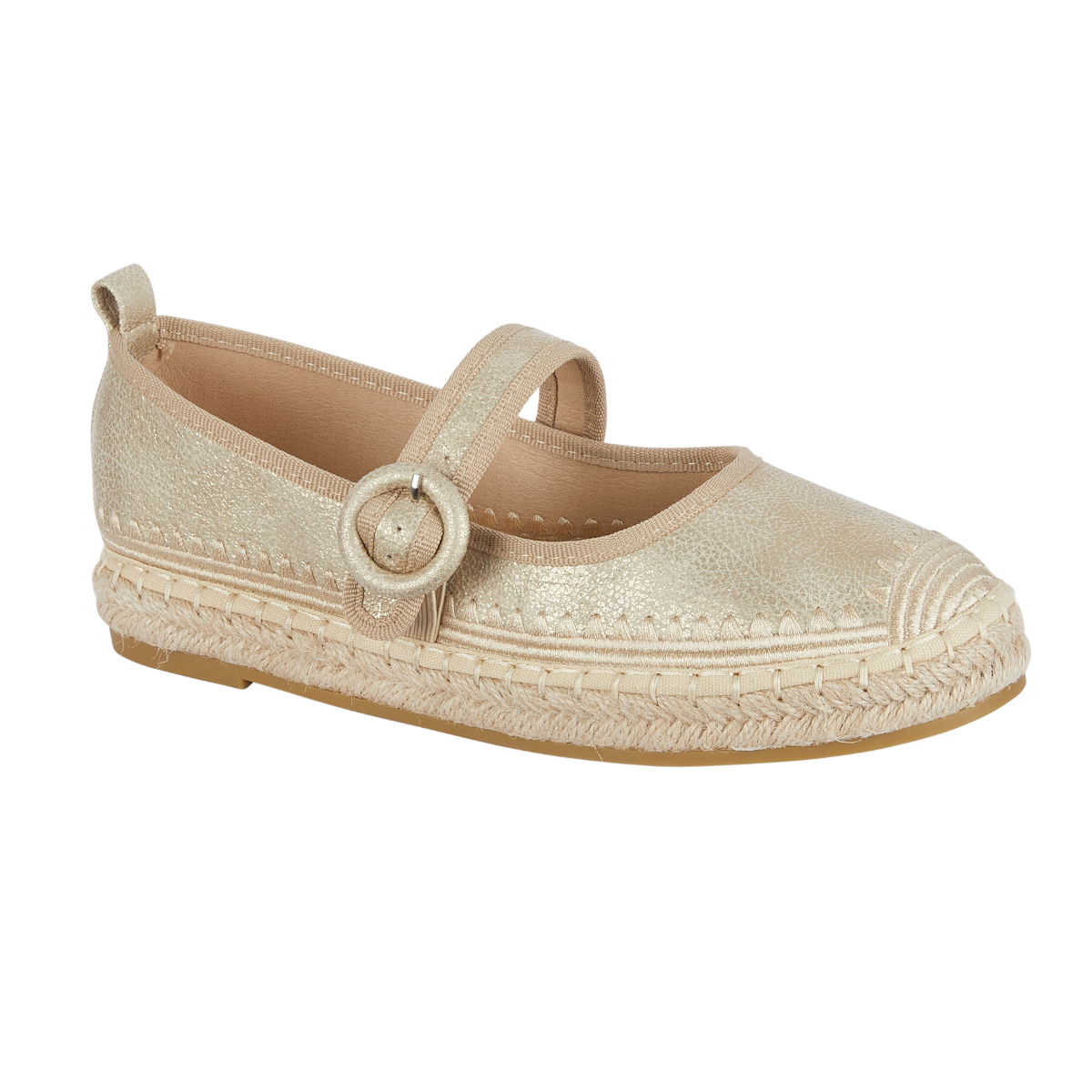 Mellow Gold Luxe Shimmer Buckle Strap Espadrille