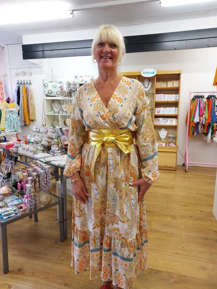 Gold Leather Obi Belt