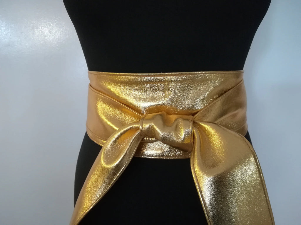 Gold Leather Obi Belt