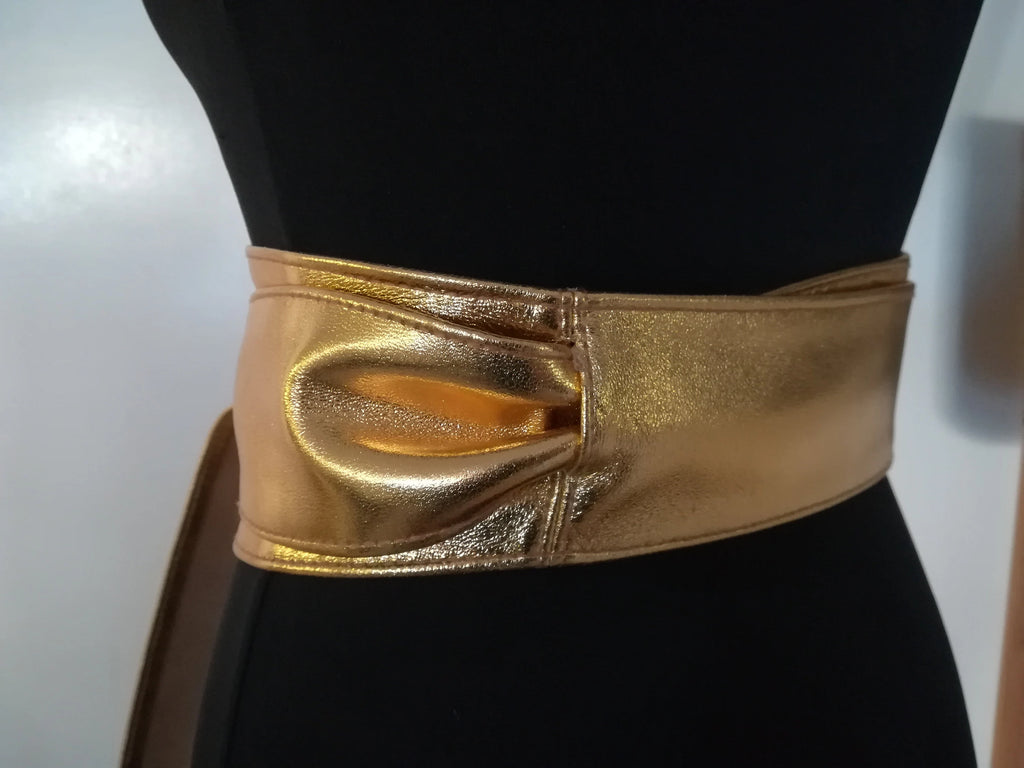 Gold Leather Obi Belt