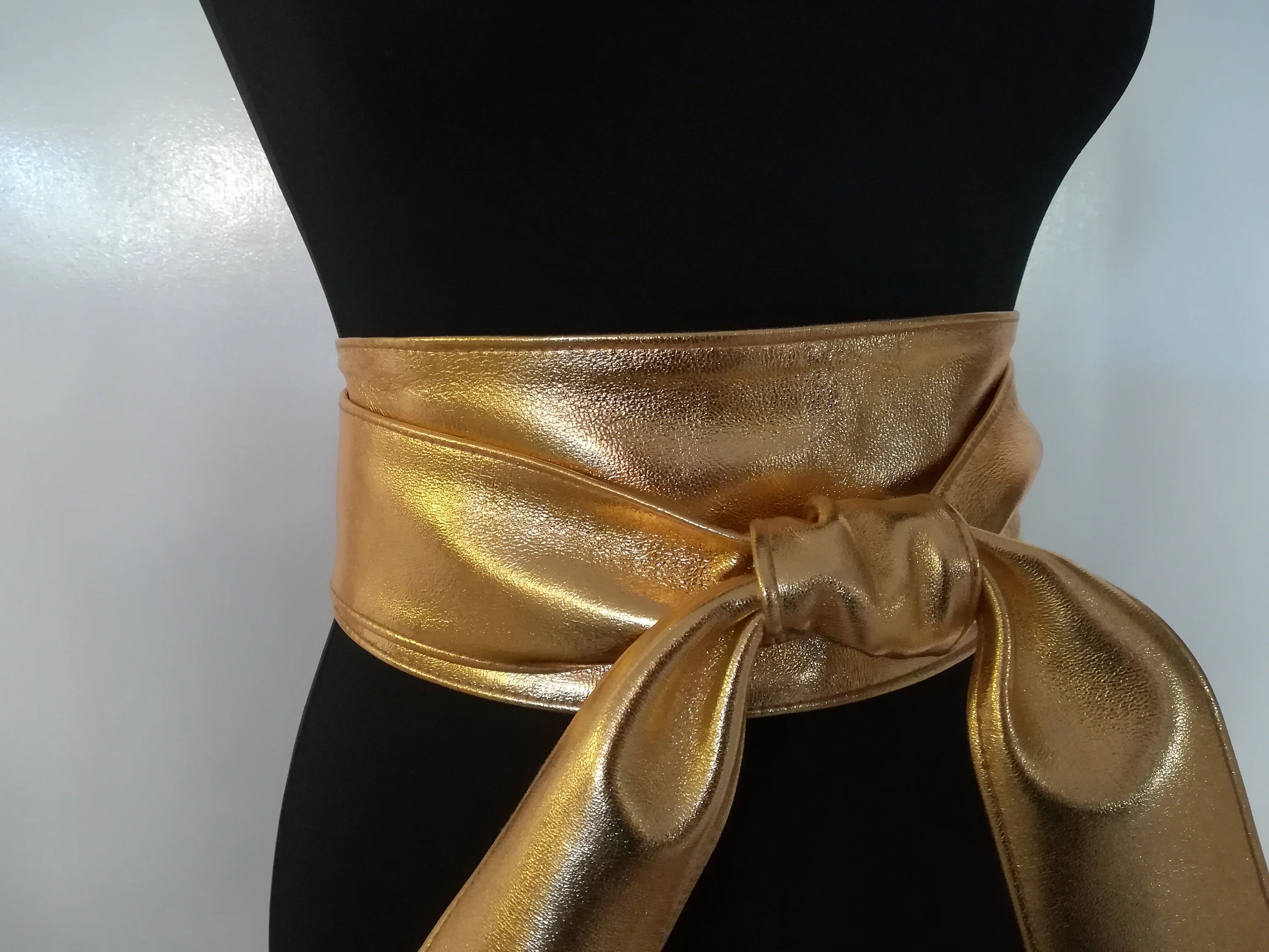 Gold Leather Obi Belt