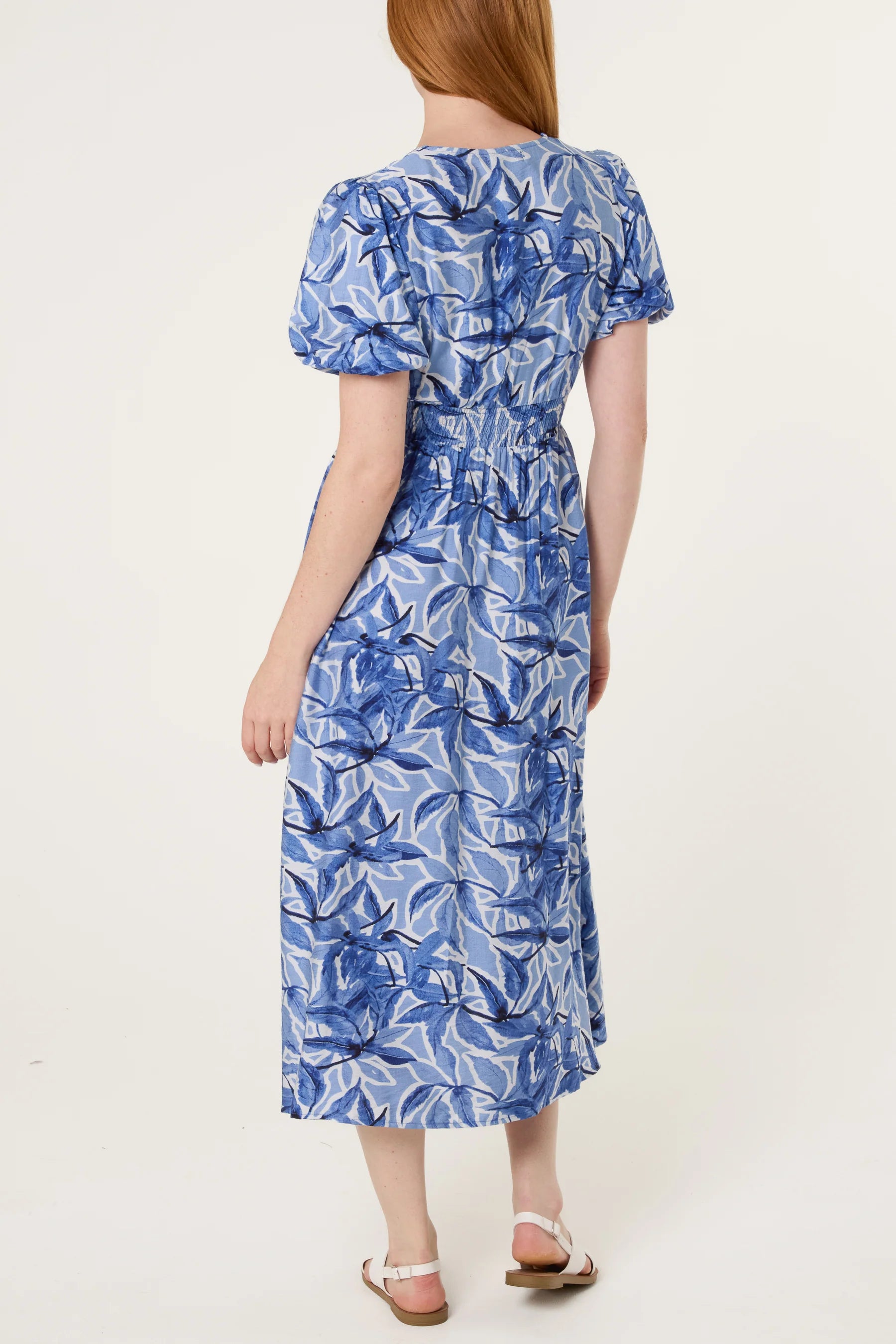 Button Through Leaf Print Dress