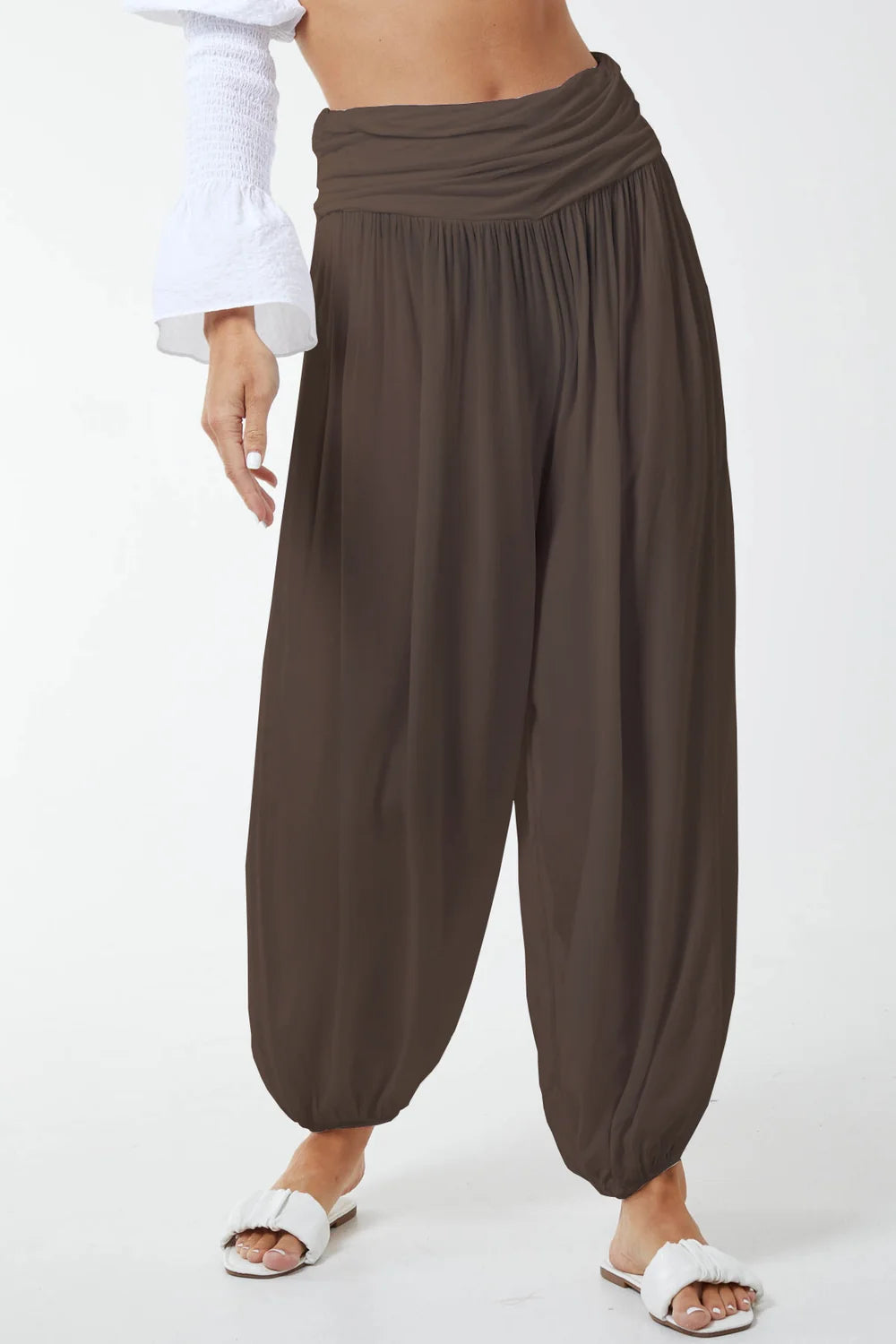 Chocolate Lightweight Harem Trousers