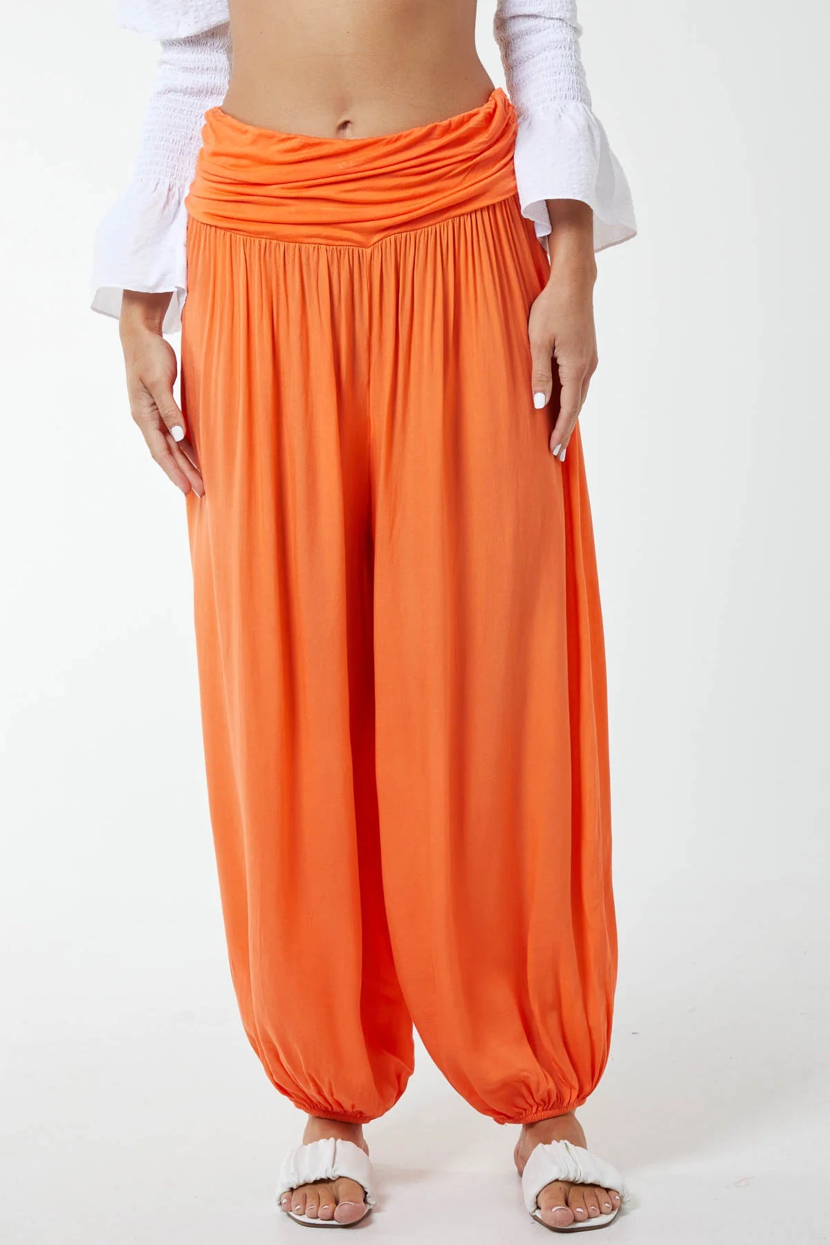 Orange Harem Trousers | Boho Wide Leg Balloon Pants