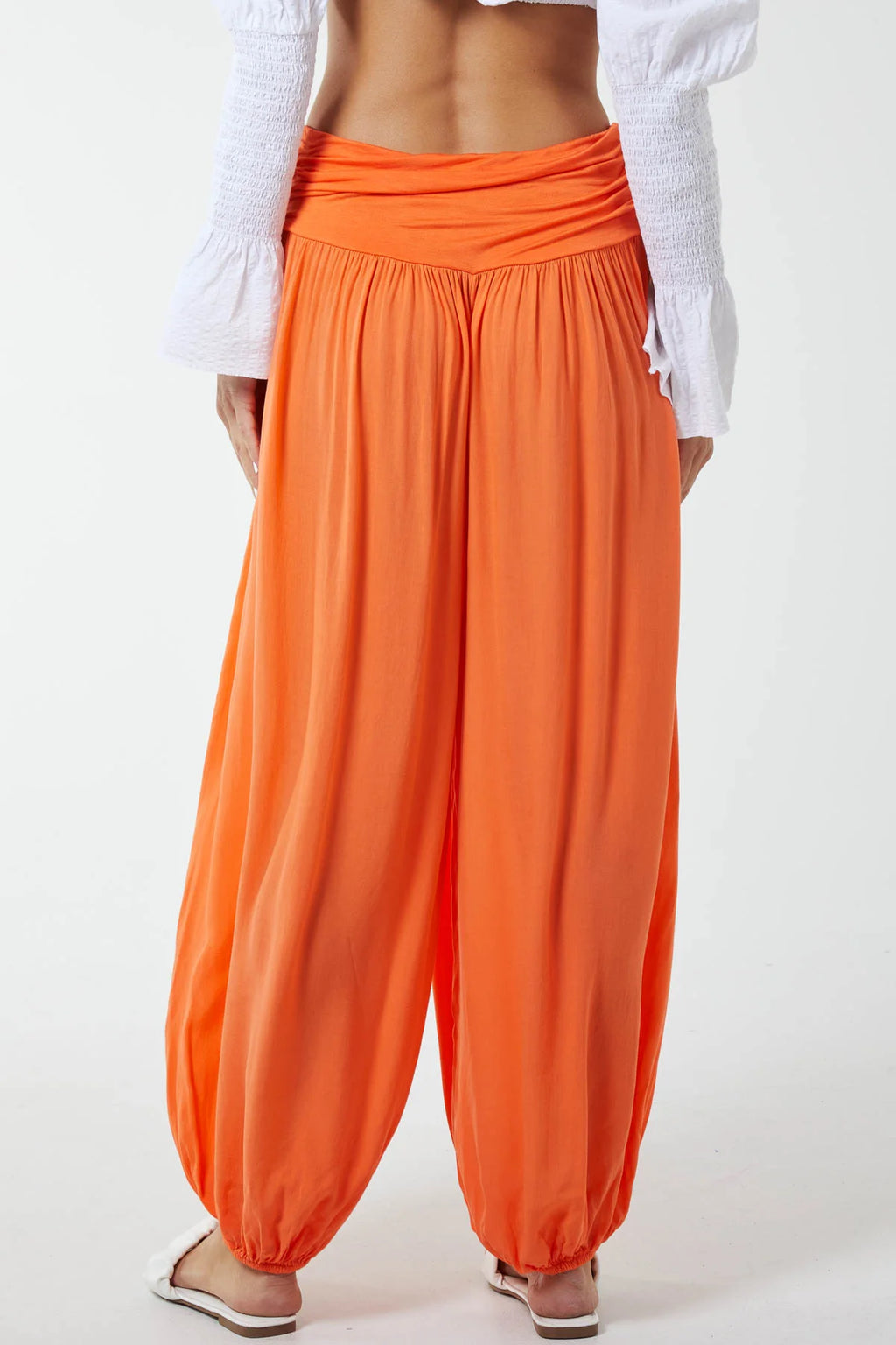 Orange Harem Trousers | Boho Wide Leg Balloon Pants