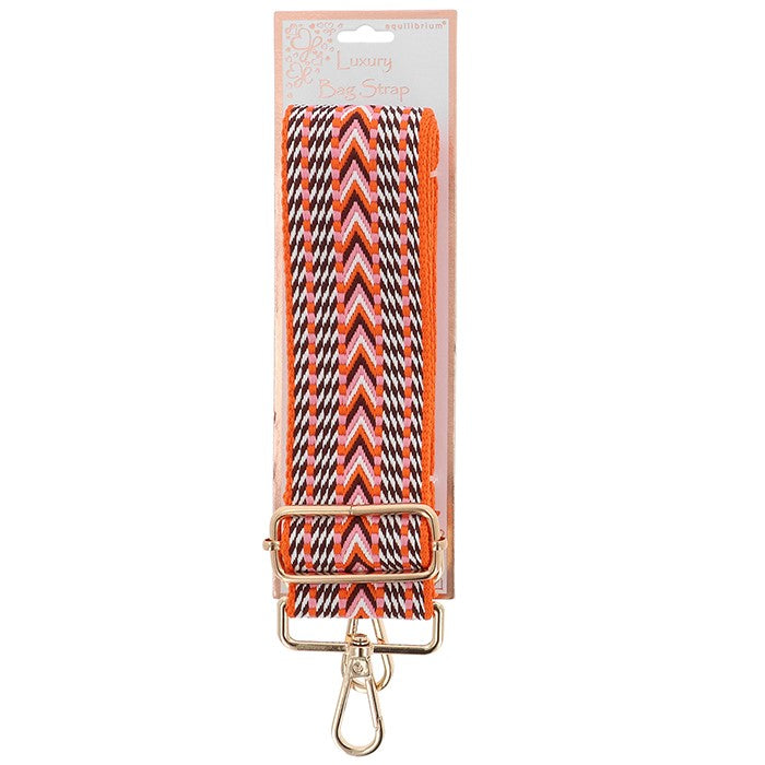 Orange Geometric Removable Bag Strap with Gold Hardware