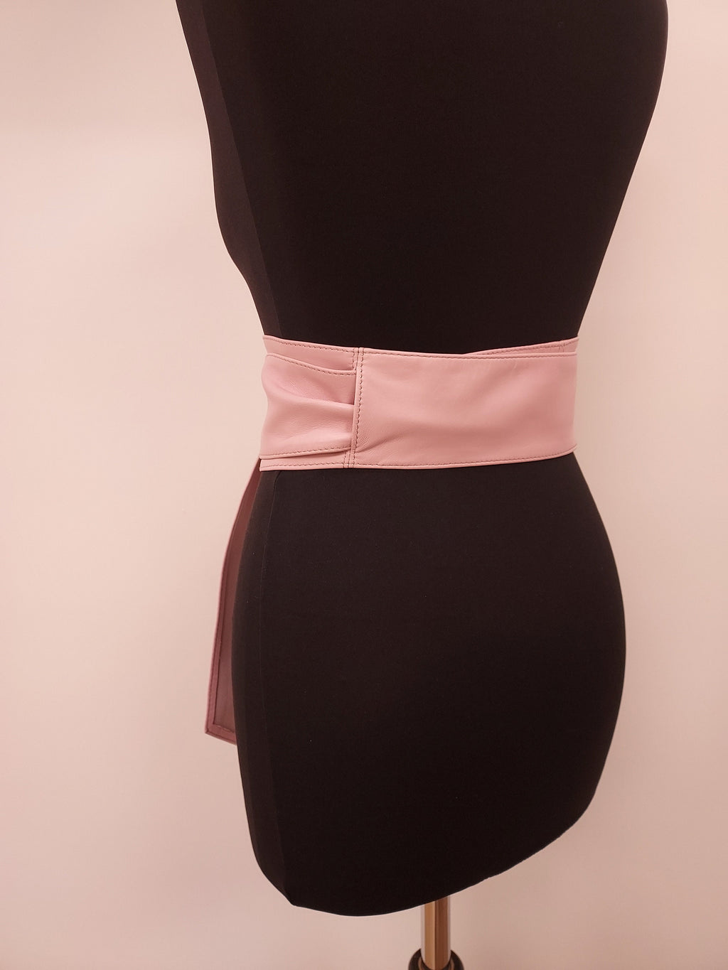 Pale Pink Leather Obi Belt – Handmade Wrap Belt
