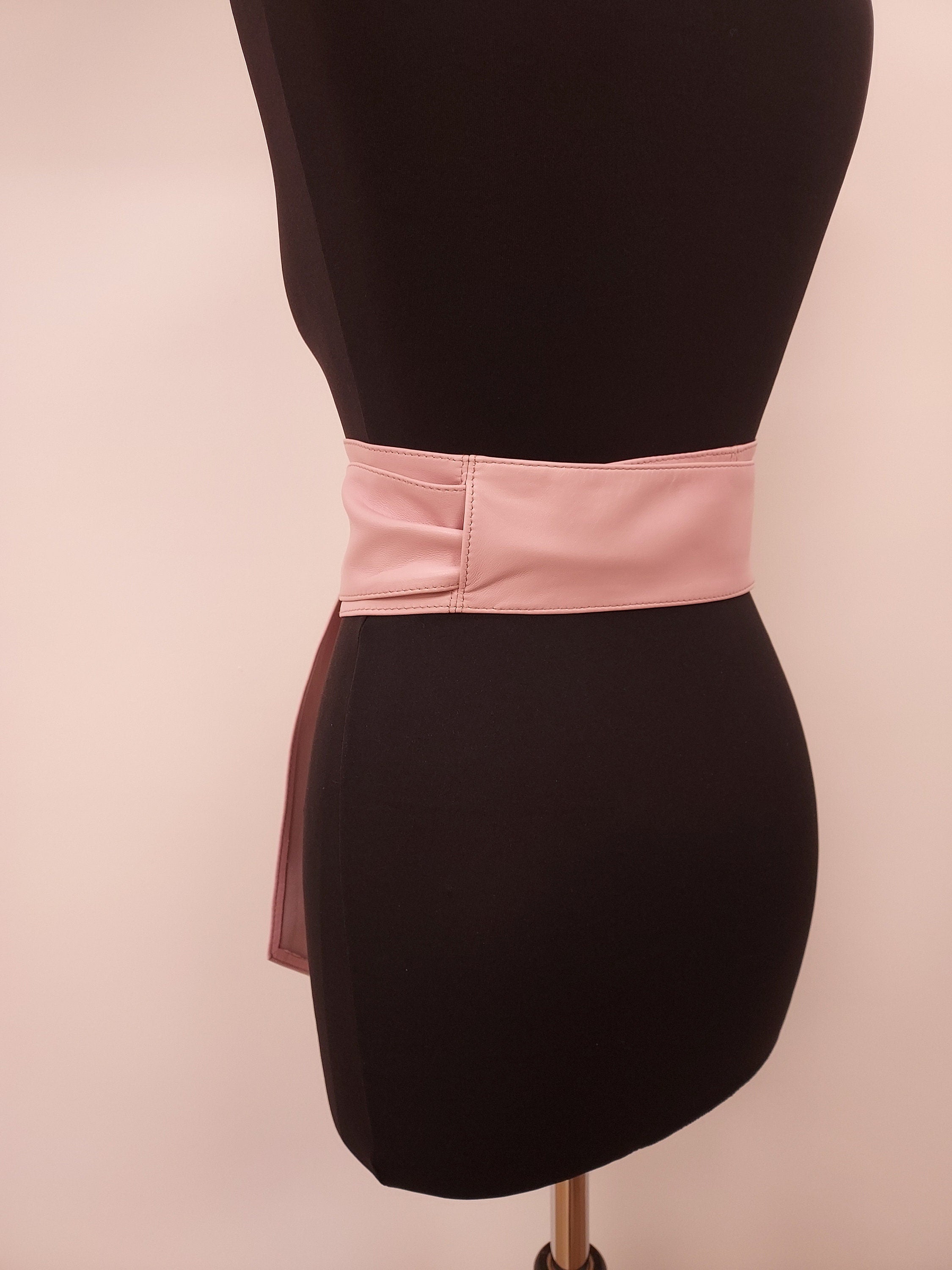 Pale Pink Leather Obi Belt