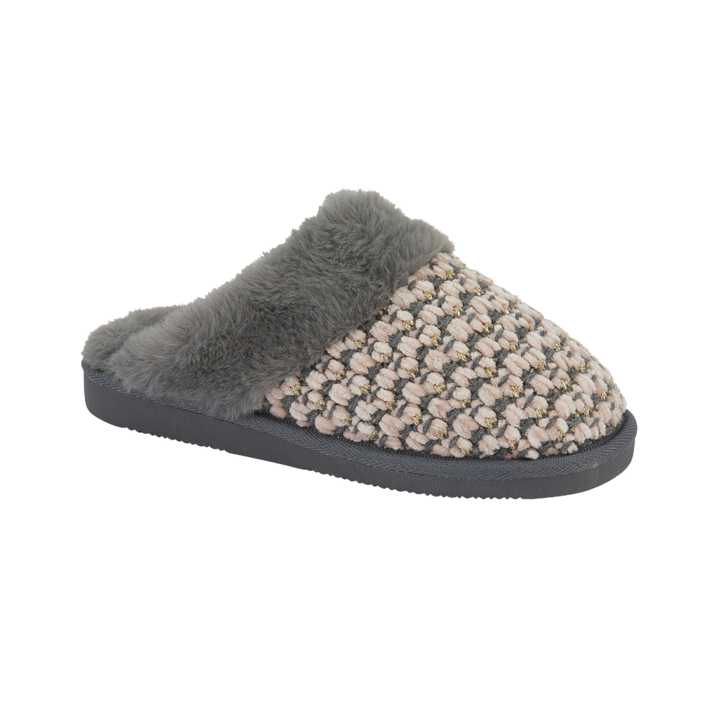 Persian Pink and Grey Knitted Slippers