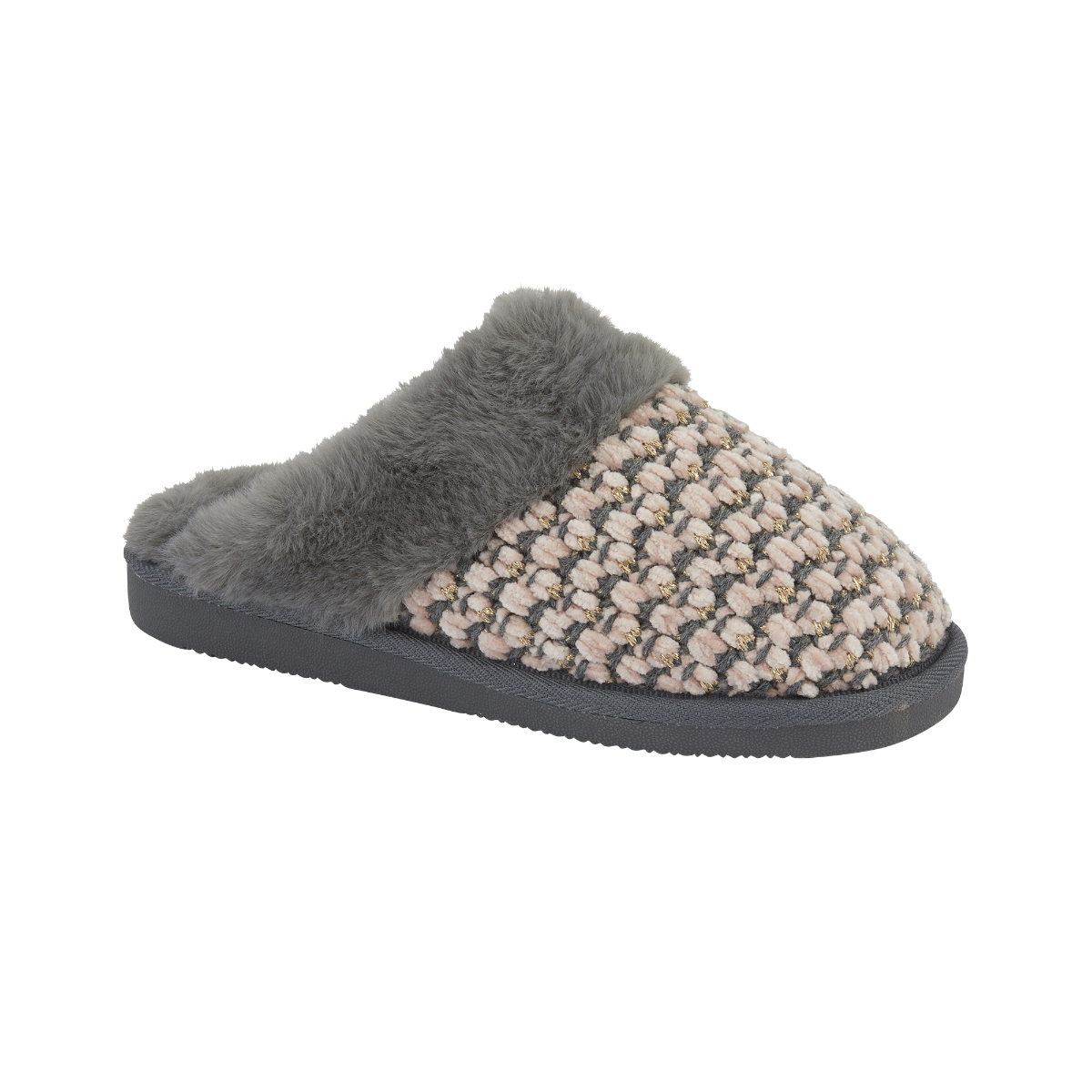 Persian Pink and Grey Knitted Slippers