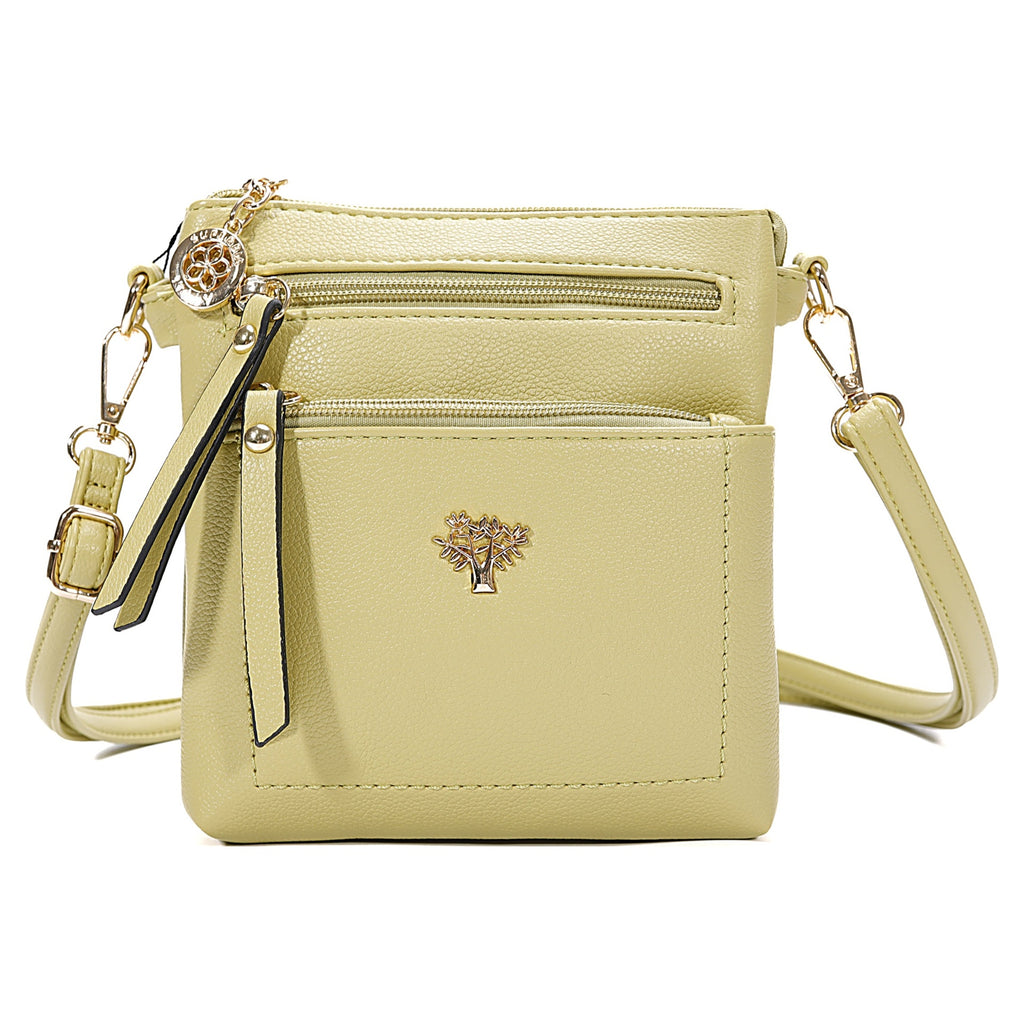 Lime Green Tree of Life Small PU Crossbody Handbag