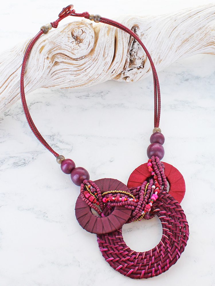 Burgundy Statement Ring Necklace