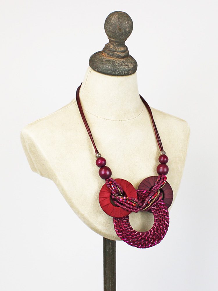 Burgundy Statement Ring Necklace