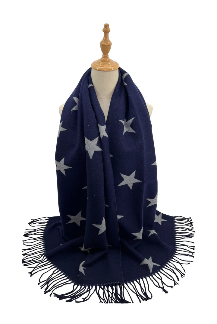 Star Print Mix Wool Reversible Scarf