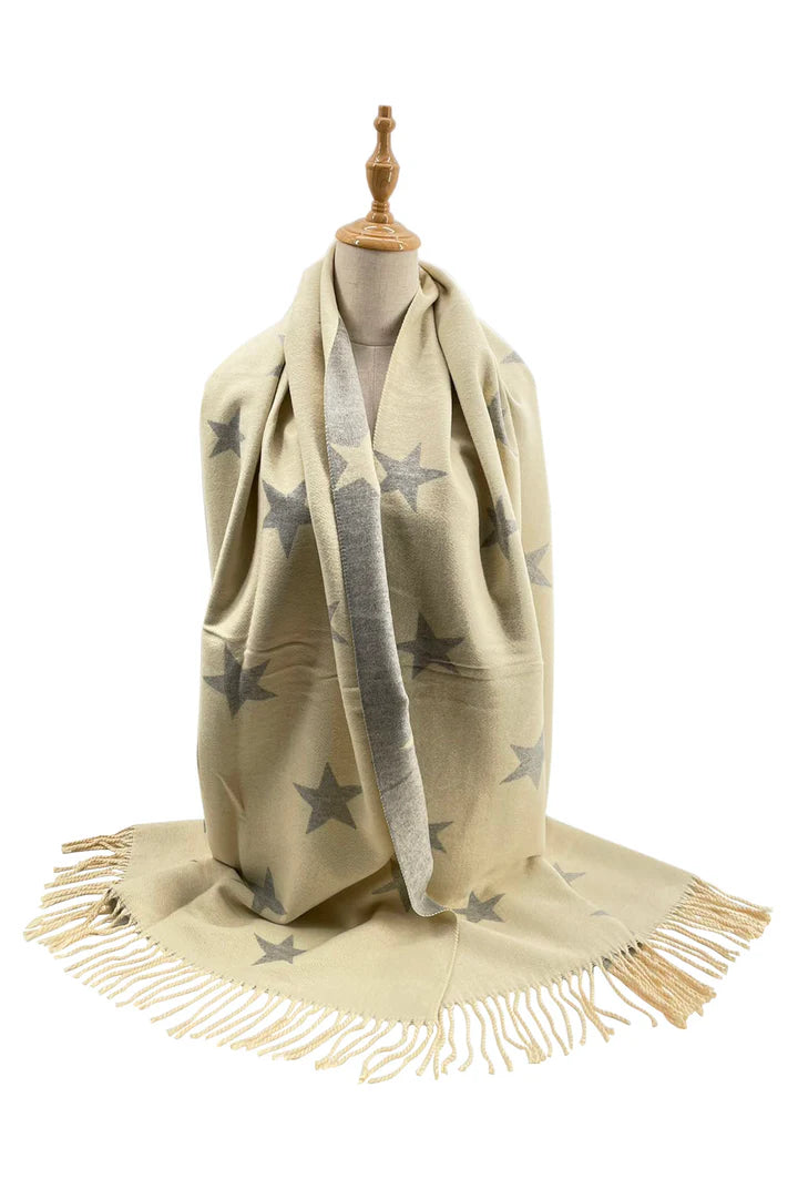 Star Print Mix Wool Reversible Scarf