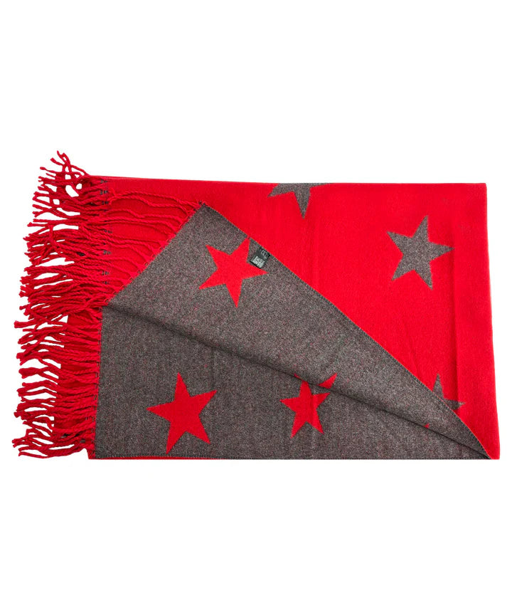 Star Print Mix Wool Reversible Scarf