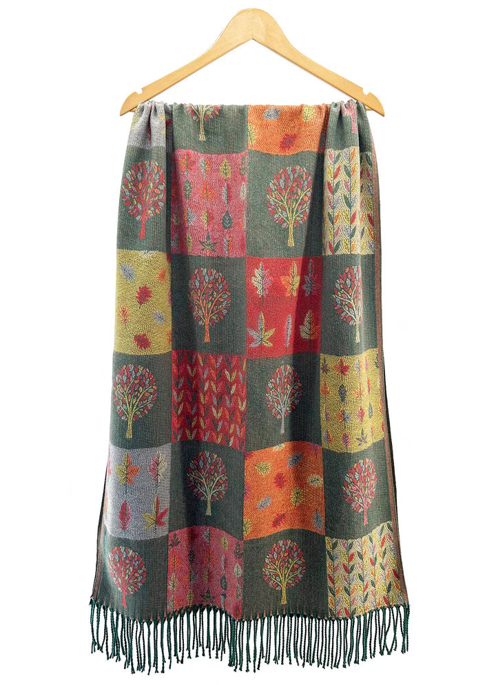 Tree of Life Patchwork Reversible Scarf