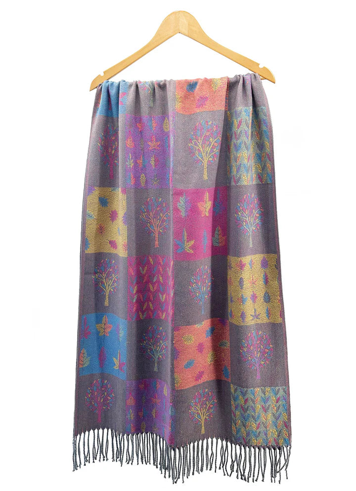 Tree of Life Patchwork Reversible Scarf