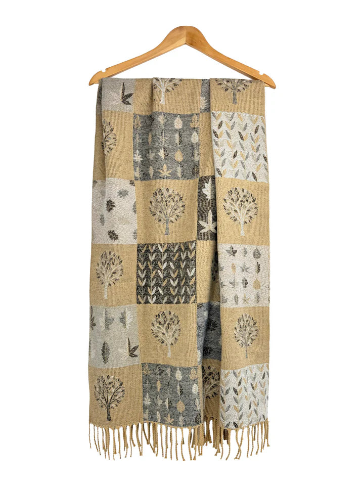 Tree of Life Patchwork Reversible Scarf