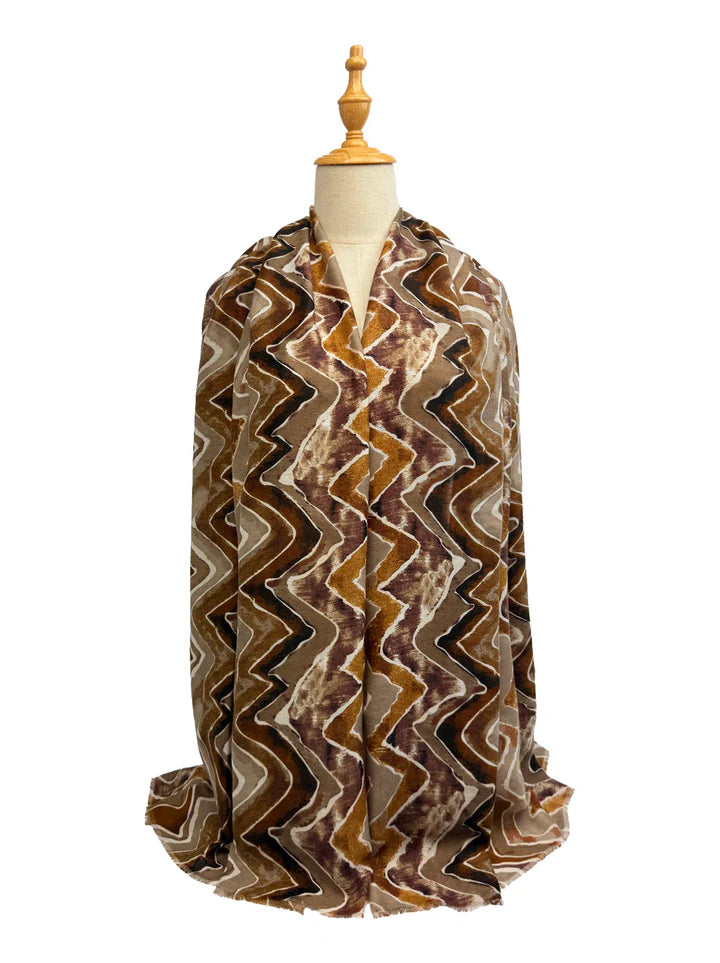 Soft Zig Zag Print Scarf Wrap